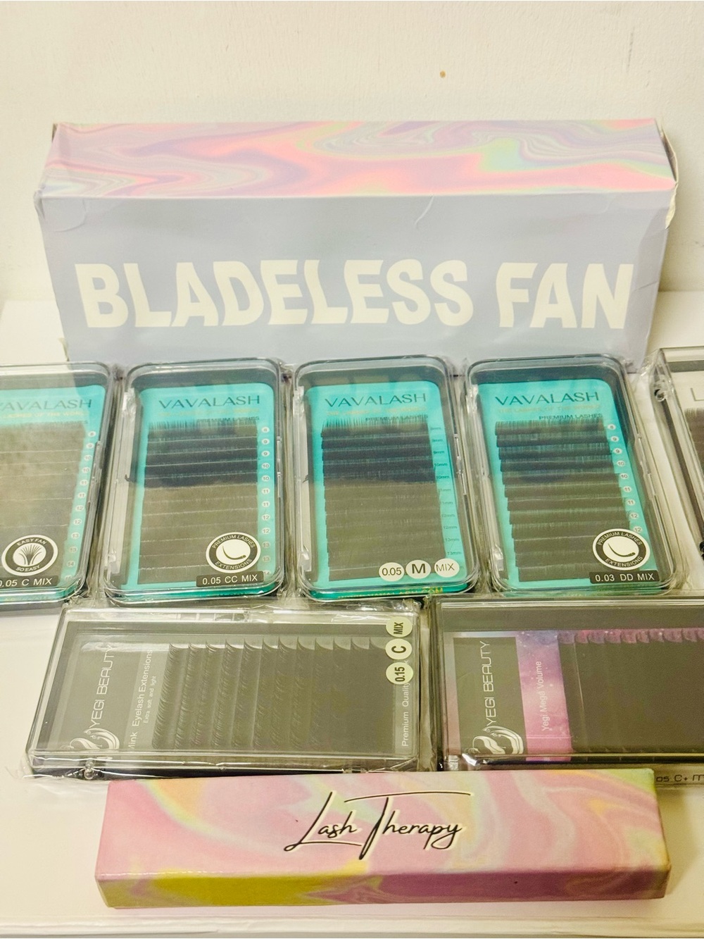 Black Individual Eyelash Extensions - Assorted Trays/ Bladeless Fan and Tweezer